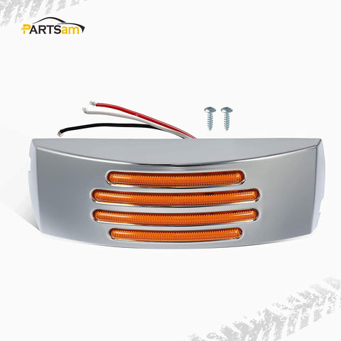Image of Partsam 2Pcs Flat Line 6 Inch Rectangle Led Marker Clearance Lights and Turn Signal Lights 22 Diodes Amber Chrome Housing, 2x6 Rectangular Led Marker Lights Surface Mount