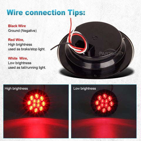 Image of Partsam 8Pcs 4 Inch Round Led Stop Turn Tail Lights