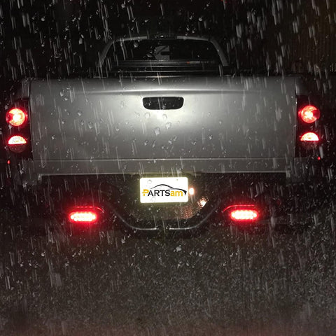 Image of Partsam 2Pcs 6.7 Inch Oval Red Stop Turn Tail Lights to Amber Strobe Lights Kit 12 Diodes w/Rubber Grommets & 3-Prong Wire Pigtails, Red/Amber Oval Led Truck Trailer Tail Lights and Indicator Lights