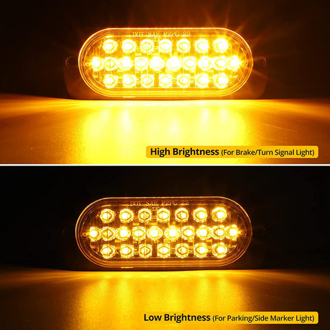 Image of Partsam 2Pcs 4.4" Amber 24 LED Turn Signal Brake Parking Side Marker Lights, IP67 Waterproof Amber Lens Aluminum Housing Surface Mount Marker Lights for Trailer Truck Tractor RV