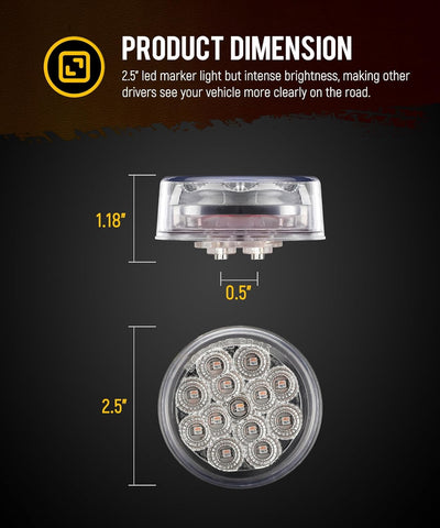 Image of Partsam 10Pcs Dual Revolution 2.5 inch Round 13LED Marker Light, Amber Side Marker Clearance Lights to Purple Auxiliary Lights for Trailer Truck, Clear Lens,12V, Waterproof
