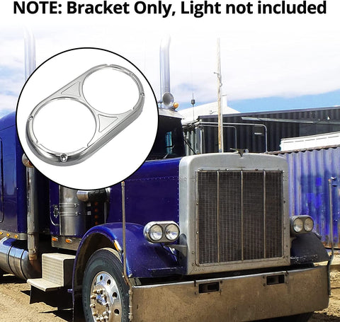 Image of Partsam 2pcs Headlight Bezel for Peterbilt 359 Headlight Bracket Chrome Round Dual Headlight Bezel Kits Passenger Side and Driver Side LH & RH