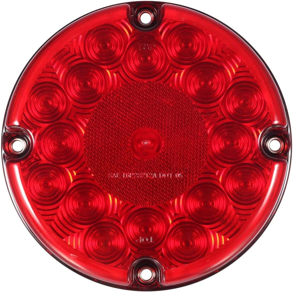 Partsam 1pc 7 Inch Round Led Trailer Tail Lights Red 17 LED Stop/Tail/Turn Bus Light Submersible 12V Sealed Truck Trailer RV UTE UTV Stop Lights Brake Lights/Parking Lights with Inner Reflex Lens
