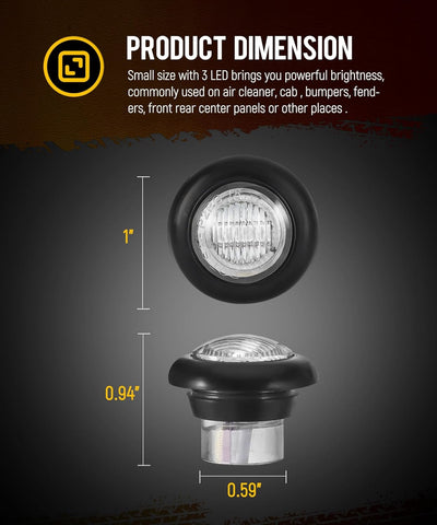 Image of Partsam 10Pcs Dual Color 3/4" Round LED Marker Light Amber to White Auxiliary Light Side Marker Clearance Light Turn Signal Running Lights with Bullet Plug for Trailer Truck Pickup Camper RV