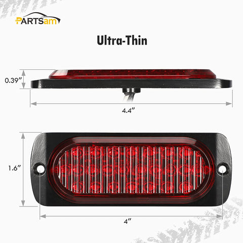 Image of Partsam 4Pcs 4.4" Red 24 LED Stop Brake Turn Tail Lights, IP67 Waterproof Aluminum Housing Surface Mount Marker Lights for Trailer Truck Tractor RV