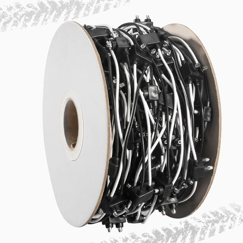 Image of Partsam Double Male Bullet Plugs 2 Prong Continuous Wire Harness Roll for Side Clearance Marker Light,150 Male Plugs, 6" Lead Between Plugs