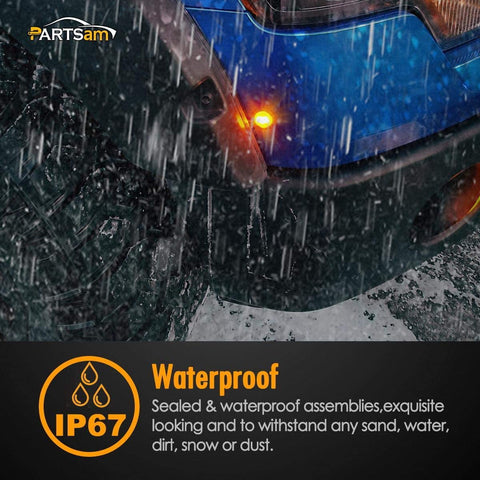 Image of Partsam 10x Truck Trailer Boat 3/4" Amber Round Led Marker Light Grommet Smoked Replacement For Pickup Truck Trailer RV Camper Boat 3/4" Mini Clearance Auxiliary Turn Signal Light Lamp