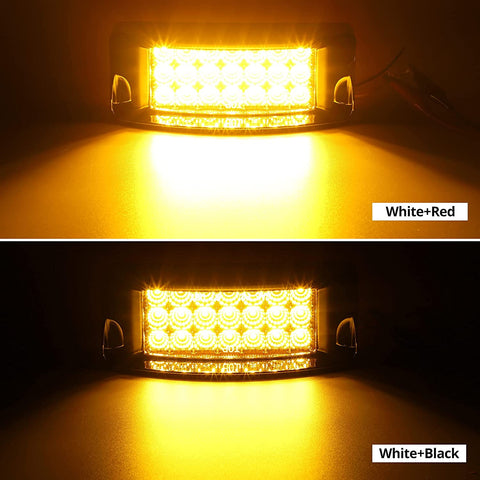 Image of Partsam 2Pcs 2" x 6" Rectangular Trailer Marker LED Lights 21 Diodes with Chrome Plastic Light Bezel w/Visors, Amber 6" x 2" Rectangular LED Marker Lights/Turn Signal lights Surface Mount