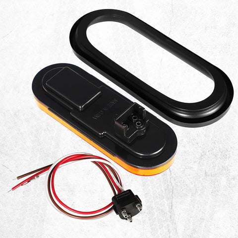 Image of Partsam 2Pcs 6.3" LED Oval Amber Strobe Lights