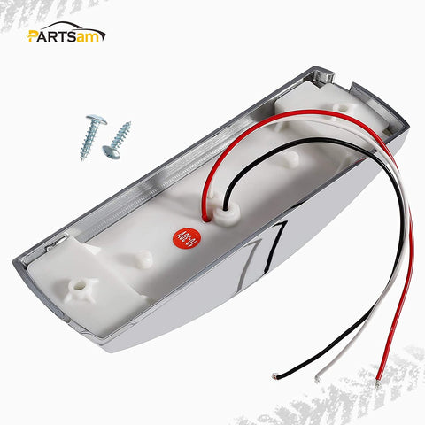 Image of Partsam 2Pcs Flat Line 6 Inch Rectangle Led Marker Clearance Lights and Turn Signal Lights 22 Diodes Amber Chrome Housing, 2x6 Rectangular Led Marker Lights Surface Mount