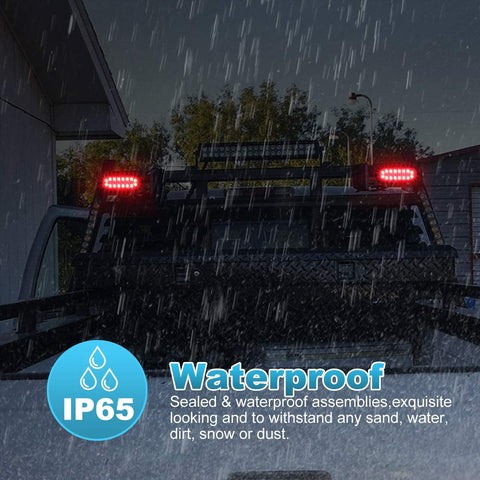 Image of Partsam 4Pcs 6.3" Inch Oval Led Trailer Taillights Stop Brake Lights Running Red and White Backup and Reverse Lights, Sealed 6.3 inch Oval led Trailer Lights Kit Grommet Mount for RV Trucks