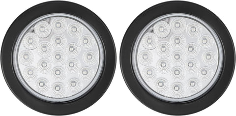 Image of Partsam 2Pcs 4 Inch Round Red Stop Turn Tail Lights to Amber Strobe Lights Kit 19 Diodes w/Rubber Grommets & 3-Prong Wire Pigtails, Red/Amber Round Led Truck Trailer Tail Lights and Indicator Lights