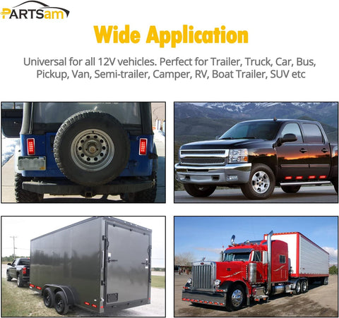 Image of Partsam 2Pcs 6 Inch LED Marker Light Rectangle 10 LED Trailer Lights Clearance Light Dual Revolution Red Marker to Blue Auxiliary Light, Clear Lens, Sealed Waterproof