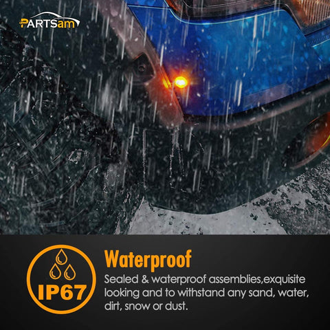 Image of Partsam 5x 3/4" Mini Smoke Lens Amber LED Clearance Side Marker Light Trun Signal Truck Trailer RV Camper Pickup Car Grille Lights Flush Mount Waterproof 12V