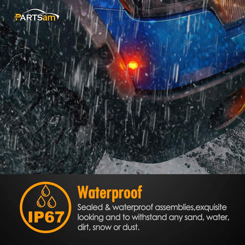 Image of Partsam 10X 3/4" Round Red LED Marker Lights Side Marker Clearance Indicators Bullet Light for Trailer Truck Car Bus Van Pickup RV Camper UTV ATV, Smoked Lens,12V