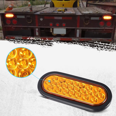 Image of Partsam 2Pcs 6.3" LED Oval Amber Strobe Lights