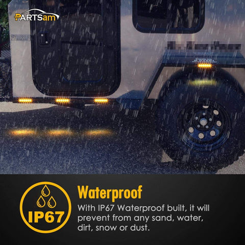 Image of Partsam 5Pcs 3.8" Thin Amber Led Side Marker Clearance indicator Lights 6 LED Smoke Lens Waterproof 12V Trailer Lorry Van Bus Boat Marine Led marker lights for trucks, Truck RV cab marker lights