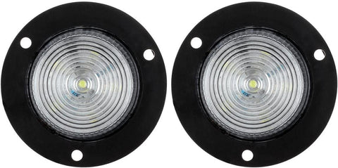 Image of Partsam 2 inch White 6LED Marker Lights Truck Trailer RV Clearance Light, 2" Round Reverse/Backup Lights, Interior Courtesy Light, Flange Mount, Clear Lens, 12V