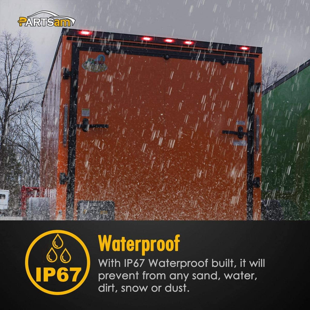 Partsam 5Pcs 3.8" Thin Red Led Side Marker Clearance indicator Lights 6 LED Smoke Lens Waterproof 12V, Trailer marker lights, Led marker lights for trucks, Truck RV cab marker lights