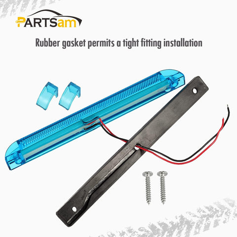 Image of Partsam 2pcs Blue 30 LED 8 inch Utility Strip Light Bar, Trailer Truck Marker Light, 12V Low Current Draw, Slim Line Boat Marine Led Lights, Surface Mount