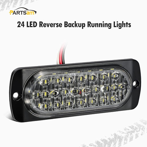 Image of Partsam 2Pcs 4.4" White 24 LED Trailer Marker Lights Aluminum Housing Surface Mount Clearance Lights Reverse/Backup Running Lights for Motorcycle Trailer Truck Tractor RV