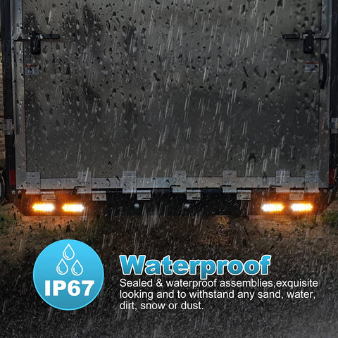 Image of Partsam 2 Pcs 6.5 Inch Oval Amber/White Strobe Lights 24LED Recessed with With Quad Flash Patterns for Truck Towing Trailer Lights Lamps, Rubber Grommets and 3-prong Wire Pigtails Included, 10V-30V