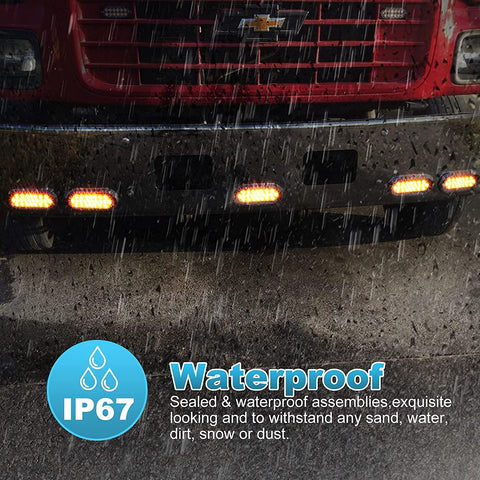 Image of Partsam 2Pcs 6.3" LED Oval Amber Strobe Lights