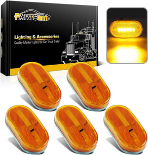 Partsam 5x Amber Clearance/Marker Side Light w/Removable Lens [DOT Certified] RV Trailer Truck Camper Waterproof 12V 2x4 Trailer Led Clearance and side marker Lights with Reflex Lens Surface Mount