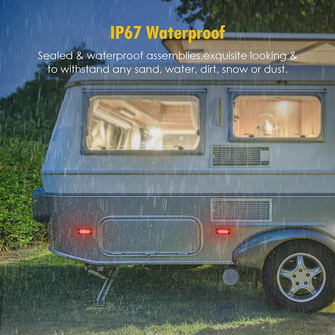 Image of Partsam 4Pcs 4.4" Red 24 LED Stop Brake Turn Tail Lights, IP67 Waterproof Aluminum Housing Surface Mount Marker Lights for Trailer Truck Tractor RV