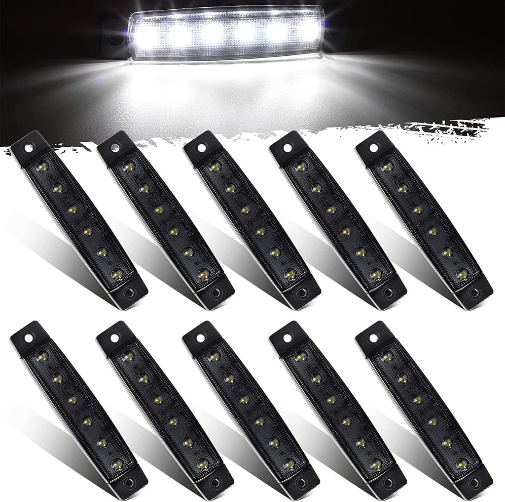 Partsam 10Pcs 3.8" Inch Smoked 6 White LED Boat Interior Navigation Courtesy Utility Strip Light Bar Marine Deck Transom Step Cockpit Lighting Lamp Waterproof for Fishing Pontoon Kayak Yacht Sailboat