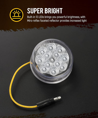 Image of Partsam 10Pcs Dual Revolution 2.5 inch Round 13 LED Marker Light, Amber Side Marker Clearance Lights to Blue Auxiliary Lights for Trailer Truck, Clear Lens,12V, Waterproof