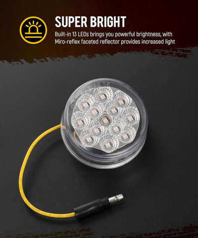 Image of Partsam 10Pcs Dual Revolution 2.5 inch Round 13LED Marker Light, Amber Side Marker Clearance Lights to Purple Auxiliary Lights for Trailer Truck, Clear Lens,12V, Waterproof