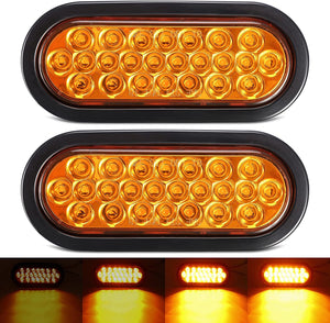 Partsam 2Pcs 6.3" LED Oval Amber Strobe Lights