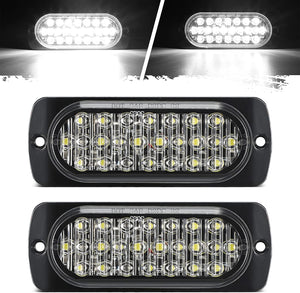 Partsam 2Pcs 4.4" White 24 LED Trailer Marker Lights Aluminum Housing Surface Mount Clearance Lights Reverse/Backup Running Lights for Motorcycle Trailer Truck Tractor RV