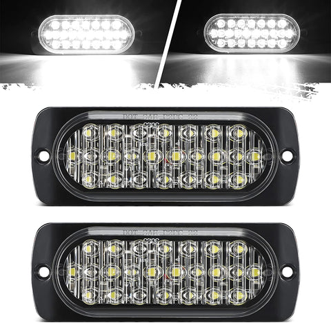 Image of Partsam 2Pcs 4.4" White 24 LED Trailer Marker Lights Aluminum Housing Surface Mount Clearance Lights Reverse/Backup Running Lights for Motorcycle Trailer Truck Tractor RV