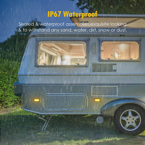 Image of Partsam 2Pcs 4.4" Amber 24 LED Turn Signal Brake Parking Side Marker Lights, IP67 Waterproof Amber Lens Aluminum Housing Surface Mount Marker Lights for Trailer Truck Tractor RV