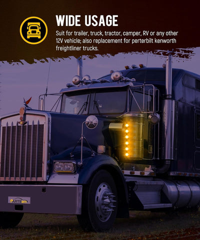 Image of Partsam 10Pcs Dual Revolution 2.5 inch Round 13LED Marker Light, Amber Side Marker Clearance Lights to Purple Auxiliary Lights for Trailer Truck, Clear Lens,12V, Waterproof