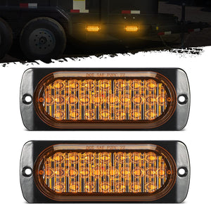 Partsam 2Pcs 4.4" Amber 24 LED Turn Signal Brake Parking Side Marker Lights, IP67 Waterproof Amber Lens Aluminum Housing Surface Mount Marker Lights for Trailer Truck Tractor RV