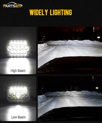 Image of Partsam 2PCS H6054 LED Headlights 7x6 5x7 Headlamp Anti-glare Hi/Low Sealed Beam with Blue DRL Lights Compatible with Jeep Cherokee XJ Wrangler YJ Ford Chevy GMC Toyota Nissan Dodge etc