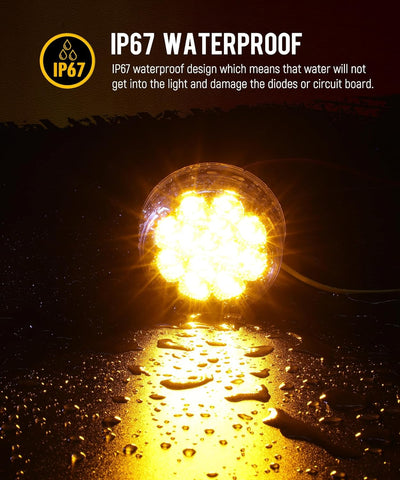 Image of Partsam 10Pcs Dual Revolution 2.5 inch Round 13LED Marker Light, Amber Side Marker Clearance Lights to Purple Auxiliary Lights for Trailer Truck, Clear Lens,12V, Waterproof