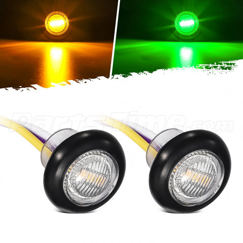 Image of Partsam 2Pcs 3/4" Round LED Marker Light Amber to Green Auxiliary Light Dual Revolution Side Marker Clearance Light Indicators Grommet Bullet Light for Trailer Truck
