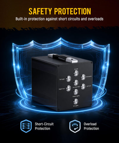 Image of Partsam Trailer Light Tester, Wireless Remote Control, Built-in 12V 10Ah Rechargeable Battery, IP65 Waterproof Case, Compatible with 7-Way Round Pin Connector