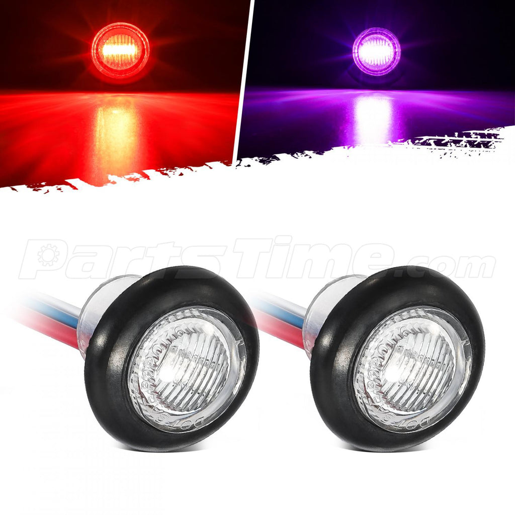 Partsam 2Pcs 3/4" Round LED Marker Light Red to Purple Auxiliary Light Dual Revolution Side Marker Clearance Light Indicators Grommet Bullet Light for Trailer Truck Camper RV