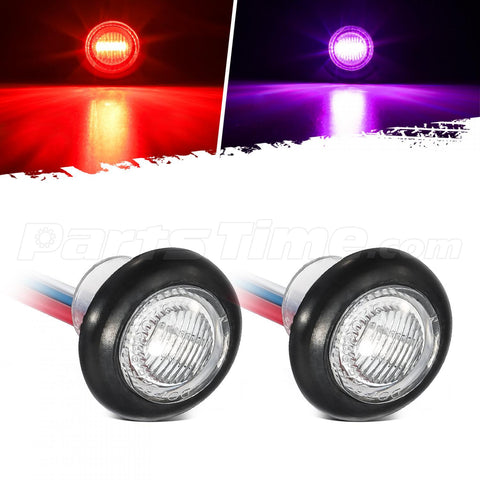 Image of Partsam 2Pcs 3/4" Round LED Marker Light Red to Purple Auxiliary Light Dual Revolution Side Marker Clearance Light Indicators Grommet Bullet Light for Trailer Truck Camper RV