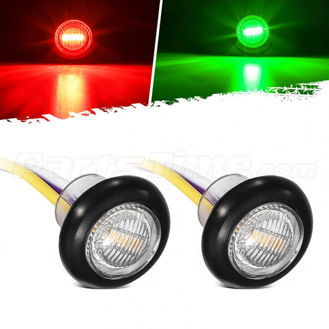 Image of Partsam 2Pcs 3/4" Round LED Marker Light Red to Green Auxiliary Light Dual Revolution Side Marker Clearance Light Turn Signal Indicators Grommet Bullet Light for Camper RV