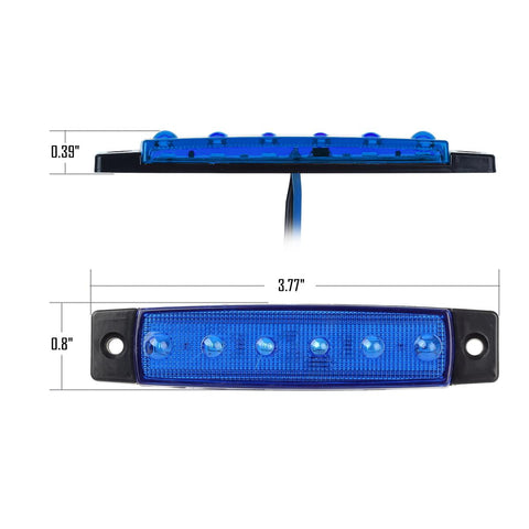 Image of Partsam Thin Line 3.8 inch 6 LED Blue Side Led Trailer Marker Lights Sealed, Led Marker Lights Indicators for Trucks Bus Trailer RV Lorry Van UTV SUV HGV License Decoration Lights(10Pack)