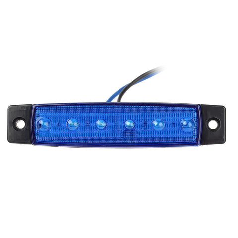 Image of Partsam Thin Line 3.8 inch 6 LED Blue Side Led Trailer Marker Lights Sealed, Led Marker Lights Indicators for Trucks Bus Trailer RV Lorry Van UTV SUV HGV License Decoration Lights(10Pack)