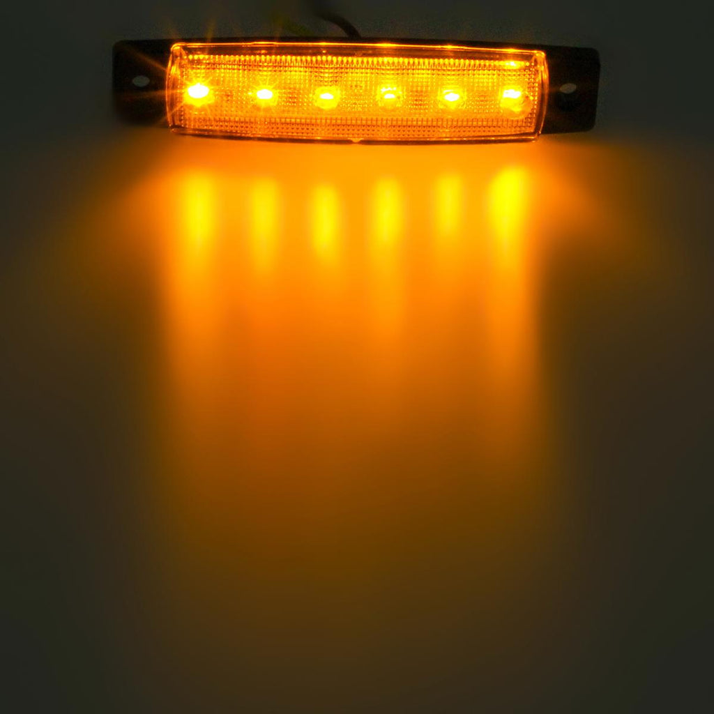 Partsam 10 x 3.8 Truck Bus Boat Trailer Amber Red Side Marker Indicators Light Lamp 6LED Marker Light Amber, Rear Side Marker Light, Truck Cab Marker Light, RV Marker Light