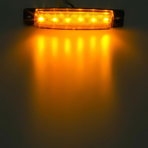 Image of Partsam 10 x 3.8 Truck Bus Boat Trailer Amber Red Side Marker Indicators Light Lamp 6LED Marker Light Amber, Rear Side Marker Light, Truck Cab Marker Light, RV Marker Light