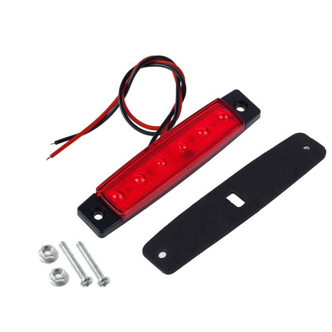 Image of Partsam 10 x 3.8 Truck Bus Boat Trailer Amber Red Side Marker Indicators Light Lamp 6LED Marker Light Amber, Rear Side Marker Light, Truck Cab Marker Light, RV Marker Light